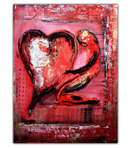Rotes herzbild mit figur - rotes,
