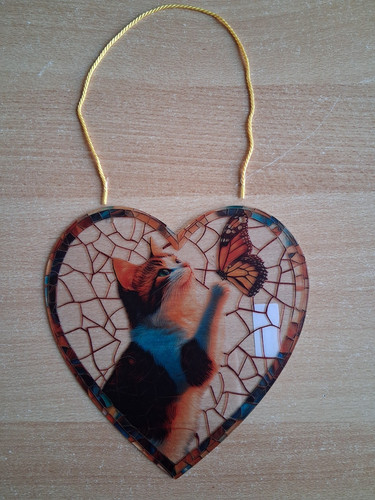 Fensterbild acryl katze mit - fensterbild,,
