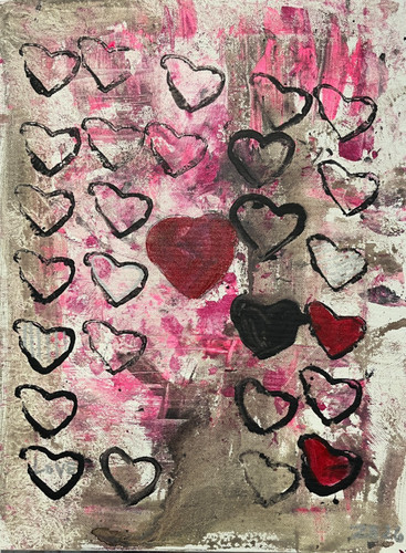 Rot pink herzbild - pink, gemälde