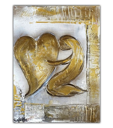 Acrylbild gemälde herz silber - acrylbild,