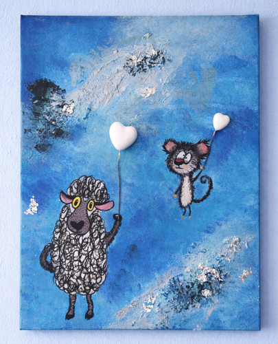 Acrylbild schaf mit - acrylbild, herz