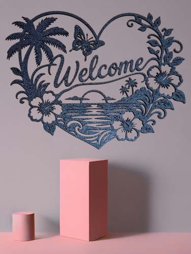 Welcome herz wanddeko aus petg - welcome,