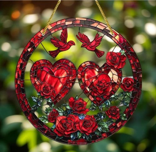 Acrylbild herz herzen rosen - acrylbild,