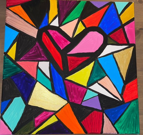 Bild herz bunt acryl - bunt-acryl, auf