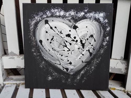 Herz acryl bild weiß - herz,,