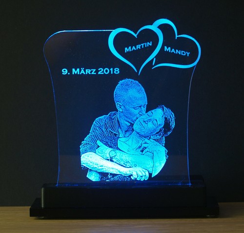 Acrylglas herz fotogravur led - herz,