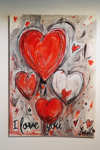 Herzbild auf leinwand - auf, gemalt